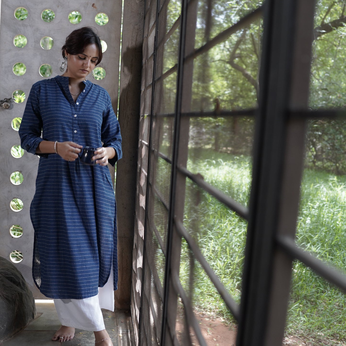 Blue Stripes Handloom Set