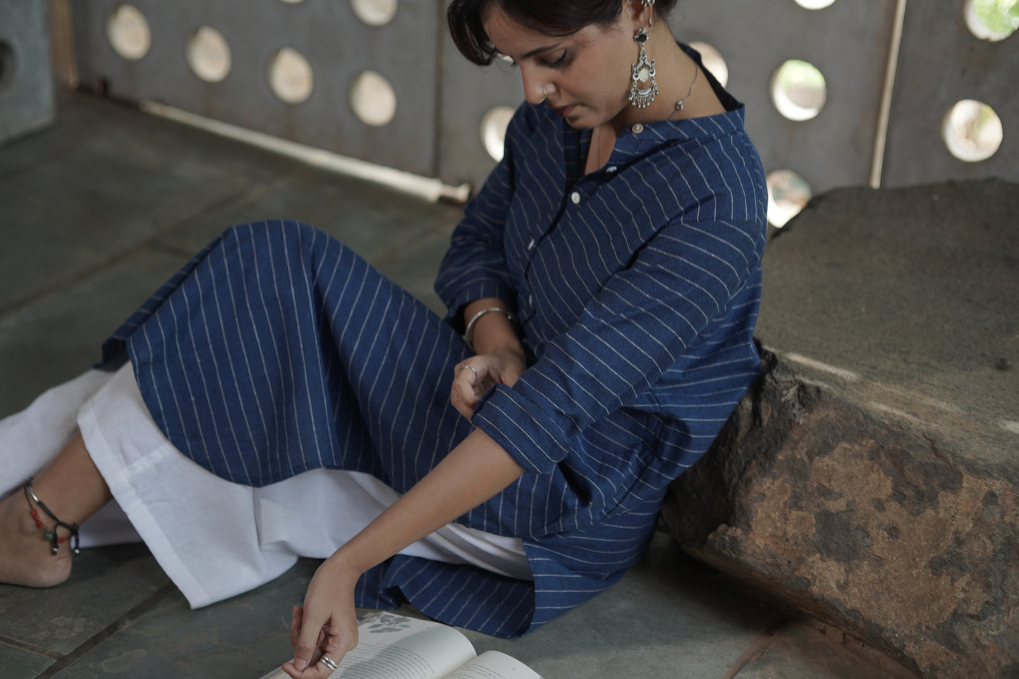 Blue Stripes Handloom Set