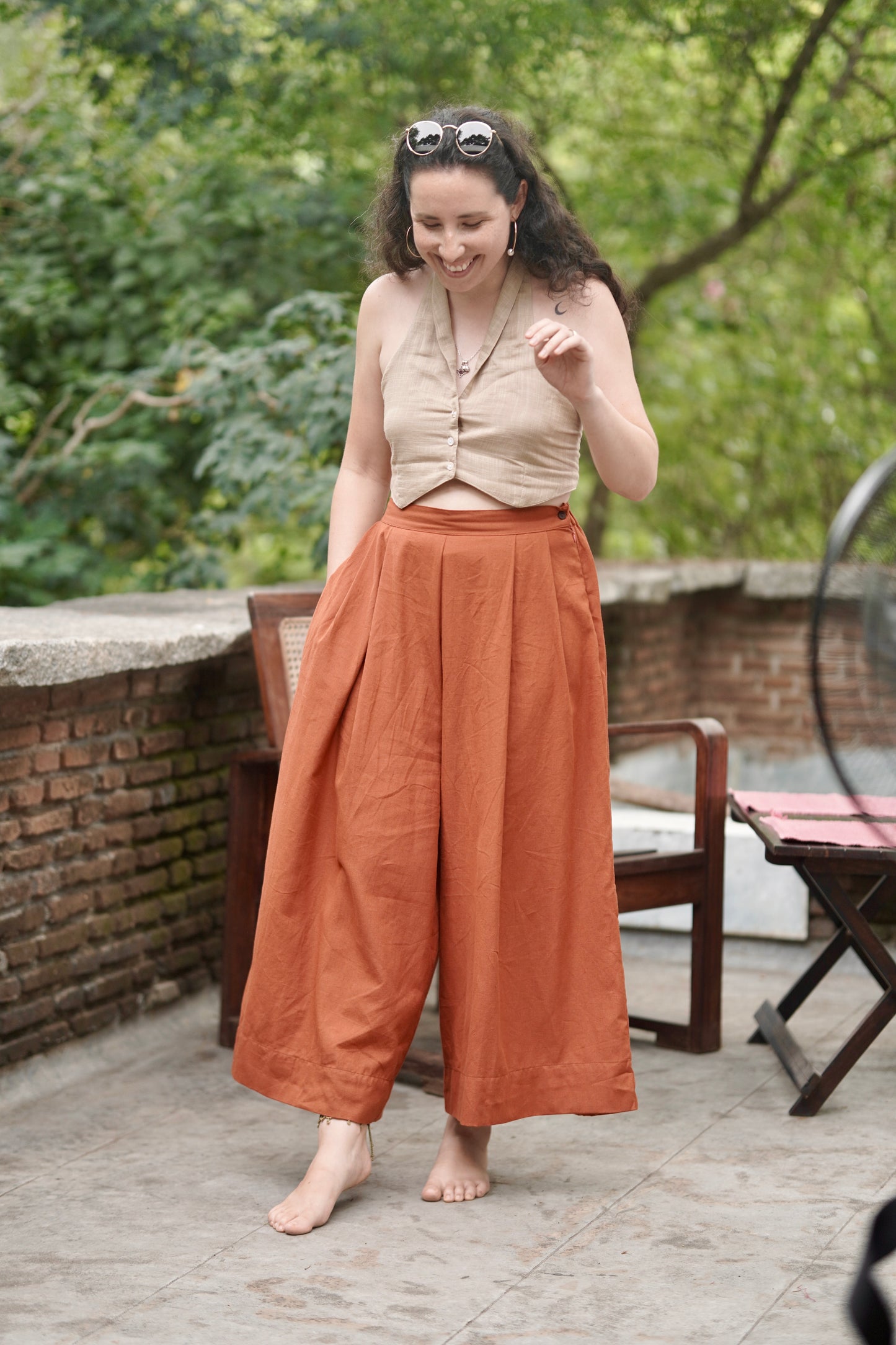 Flared Handloom Cotton Trousers