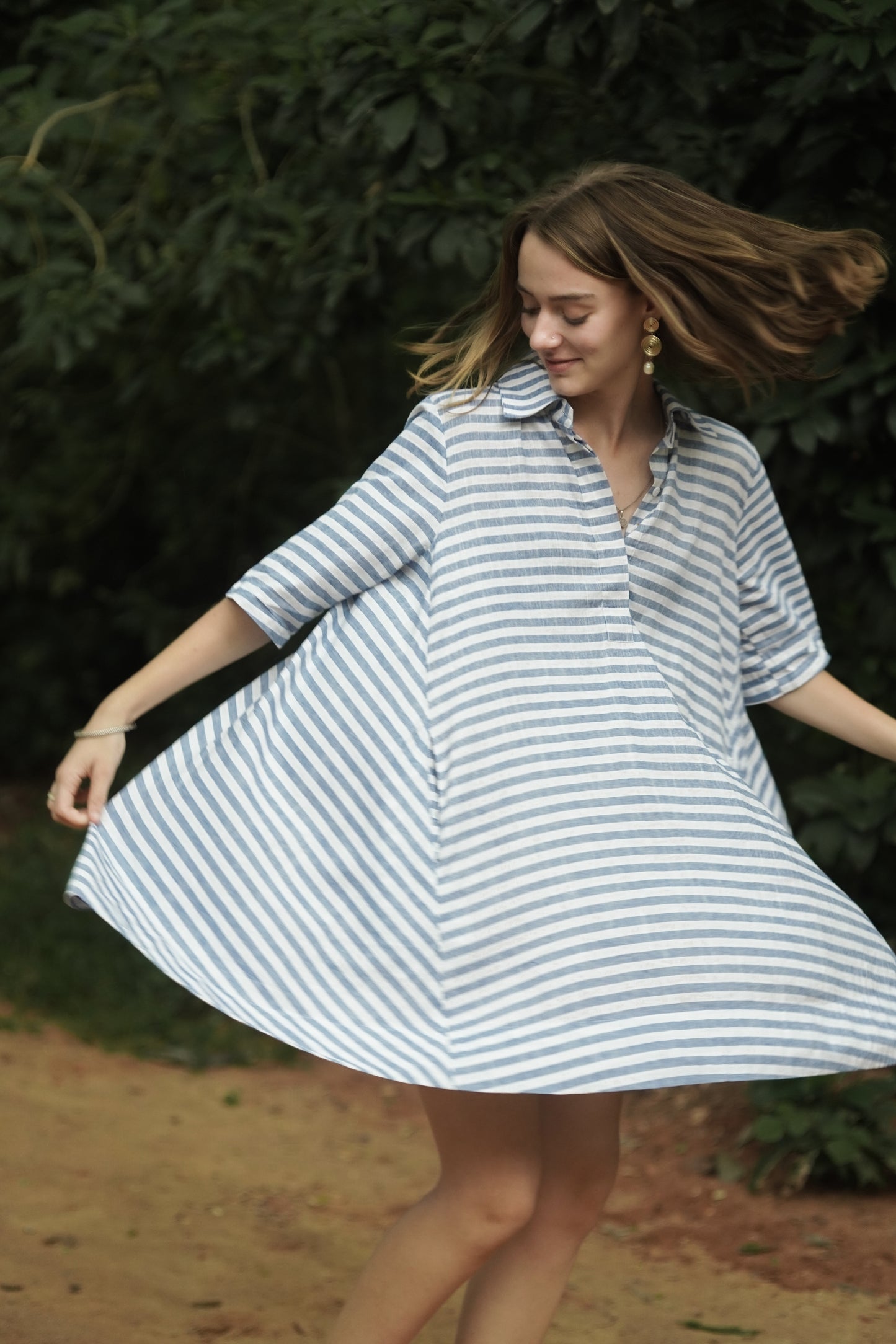 Flowy A-line Dress - Blue