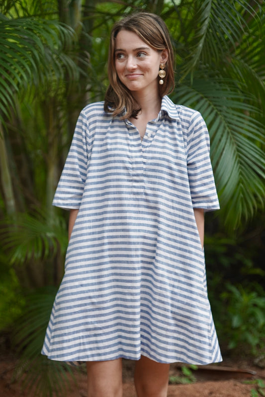 Flowy A-line Dress - Blue