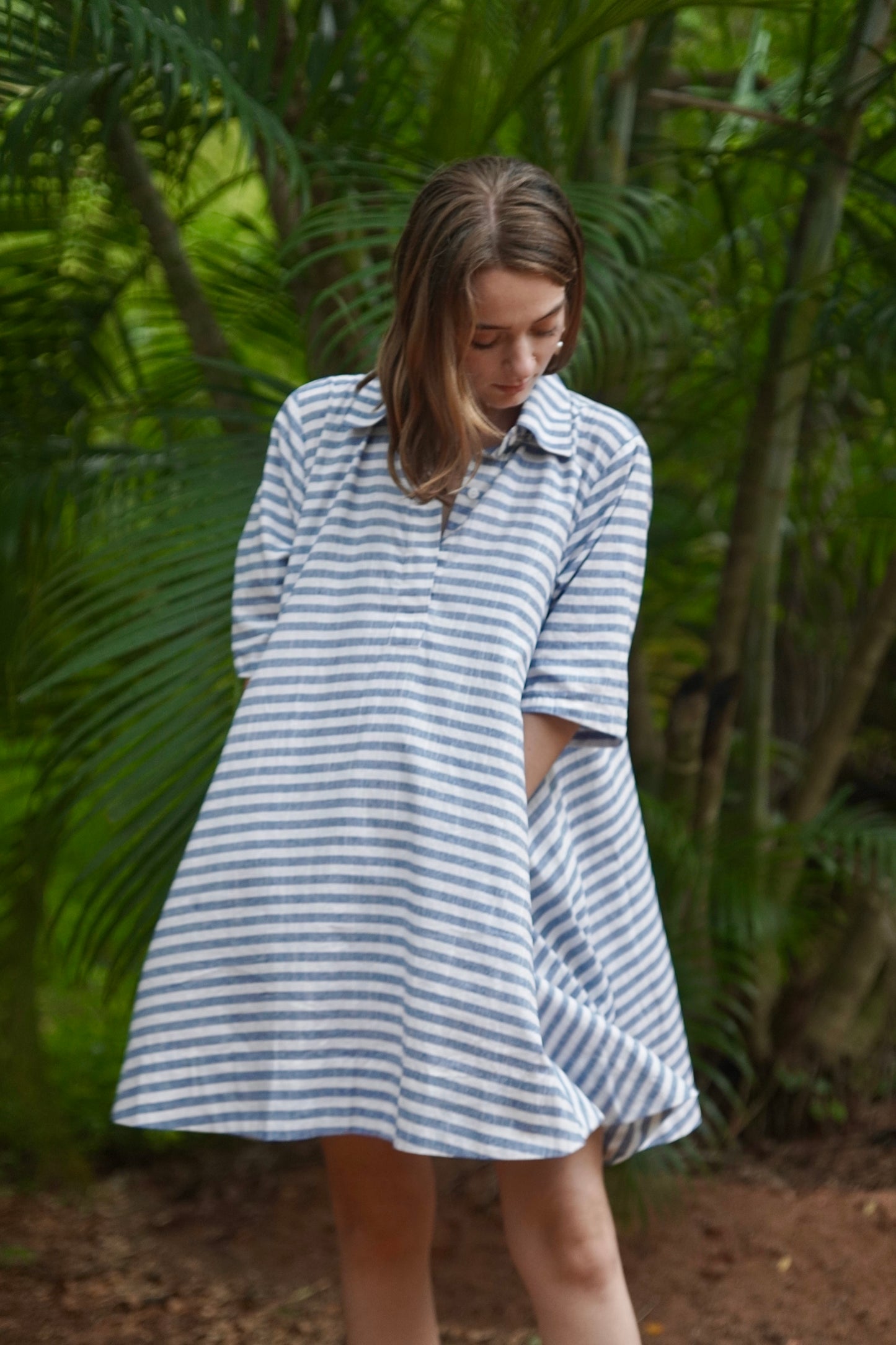 Flowy A-line Dress - Blue