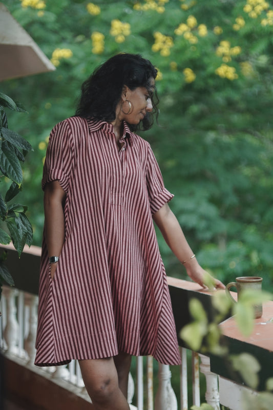 Flowy A-line Dress - Red