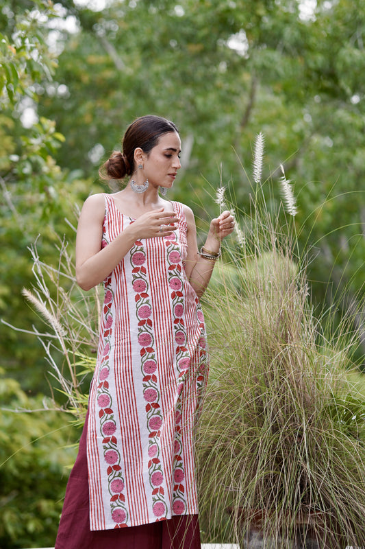 Handblock Printed Sleeveless Set