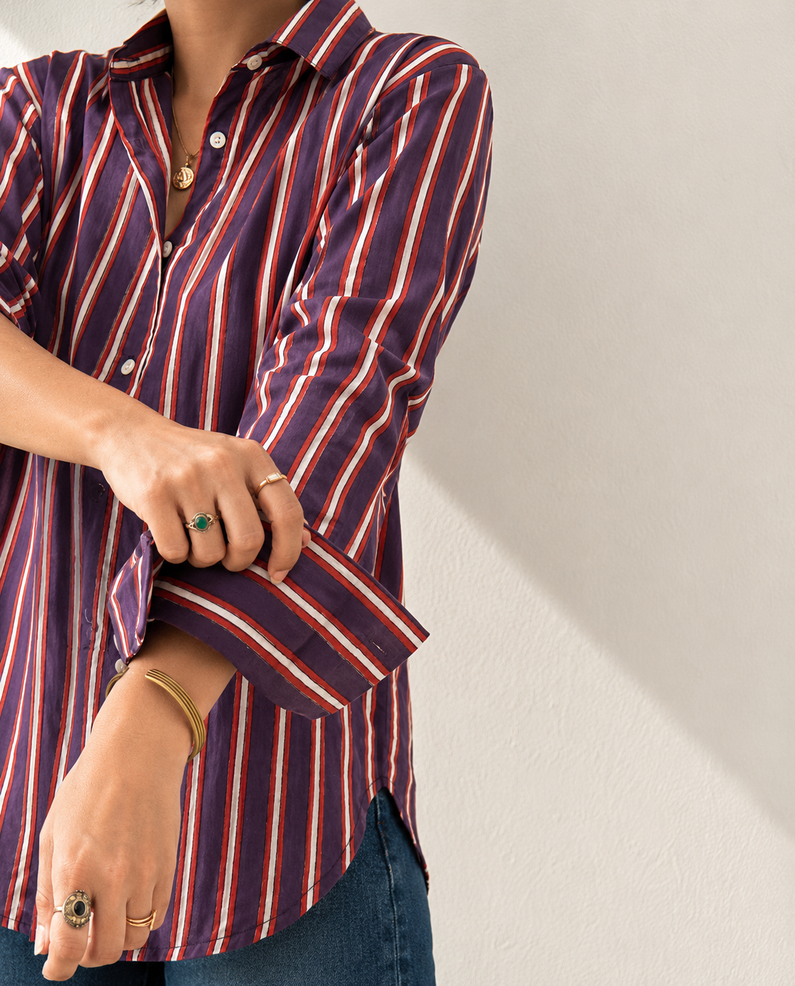 Stripes Mul Cotton Shirt