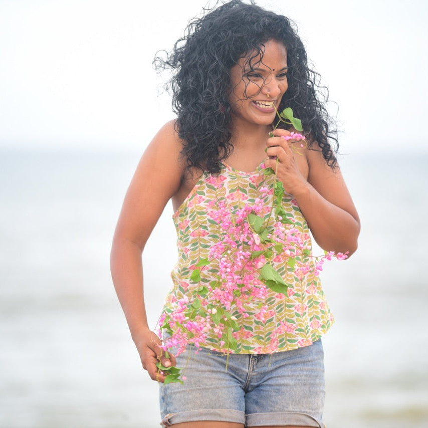 Halter top Pink green