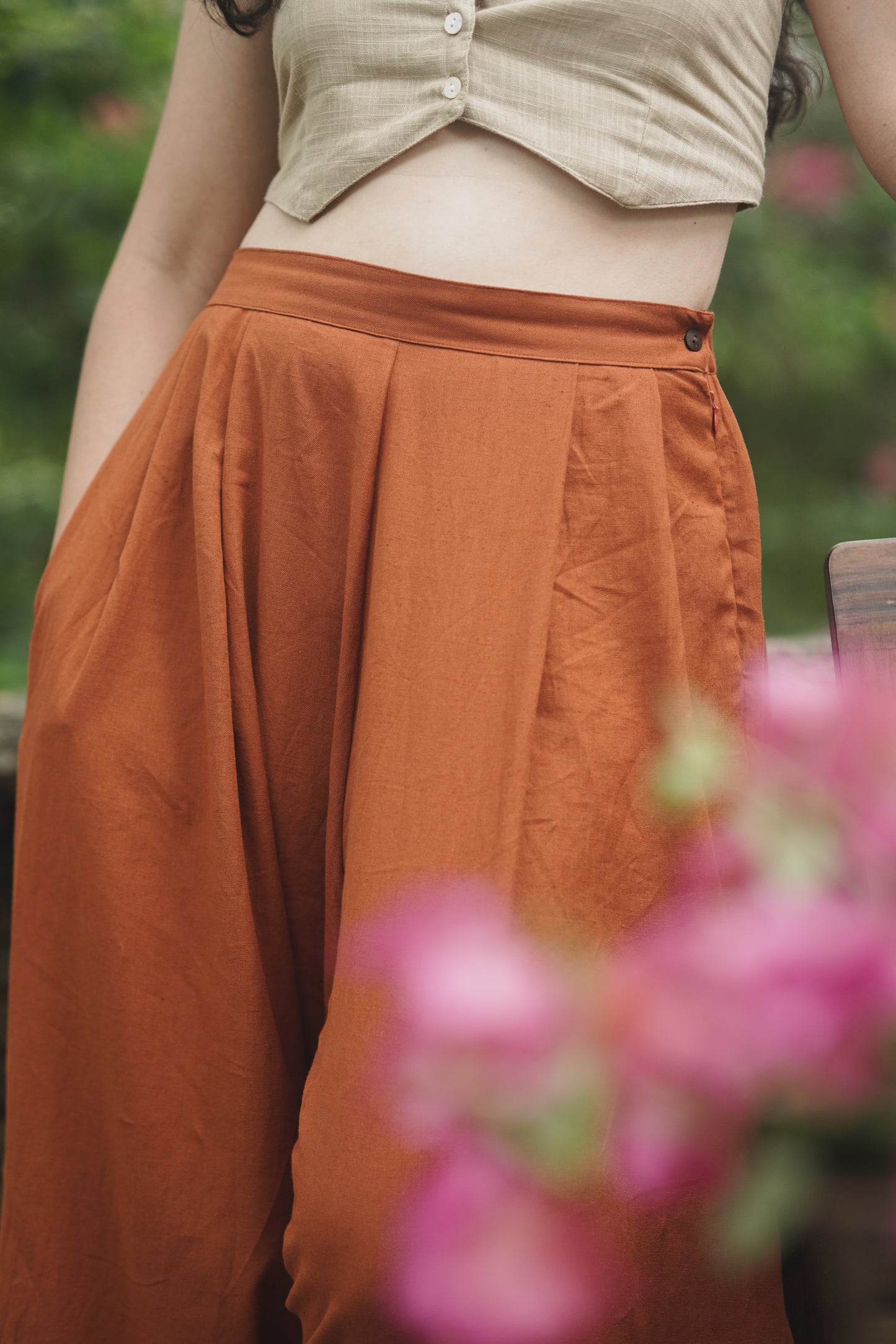 Flared Handloom Cotton Trousers