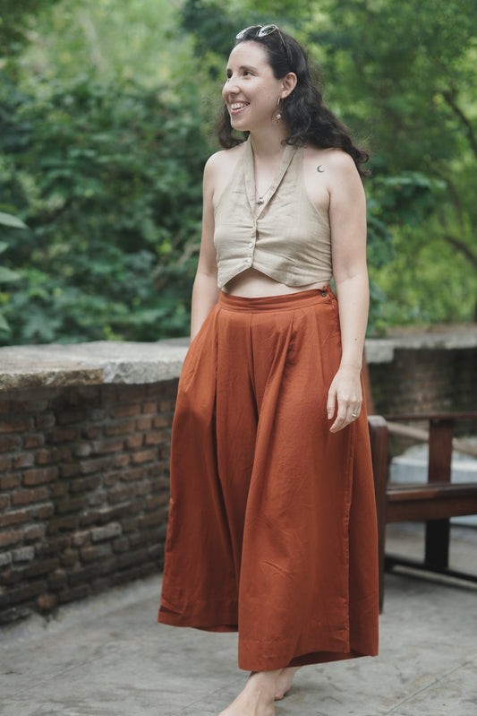 Flared Handloom Cotton Trousers