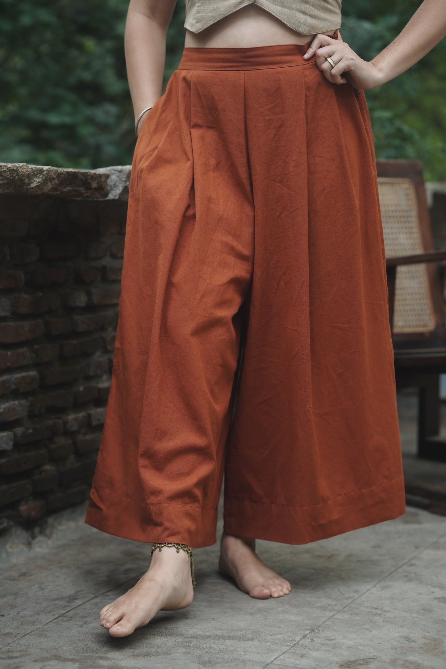Flared Handloom Cotton Trousers