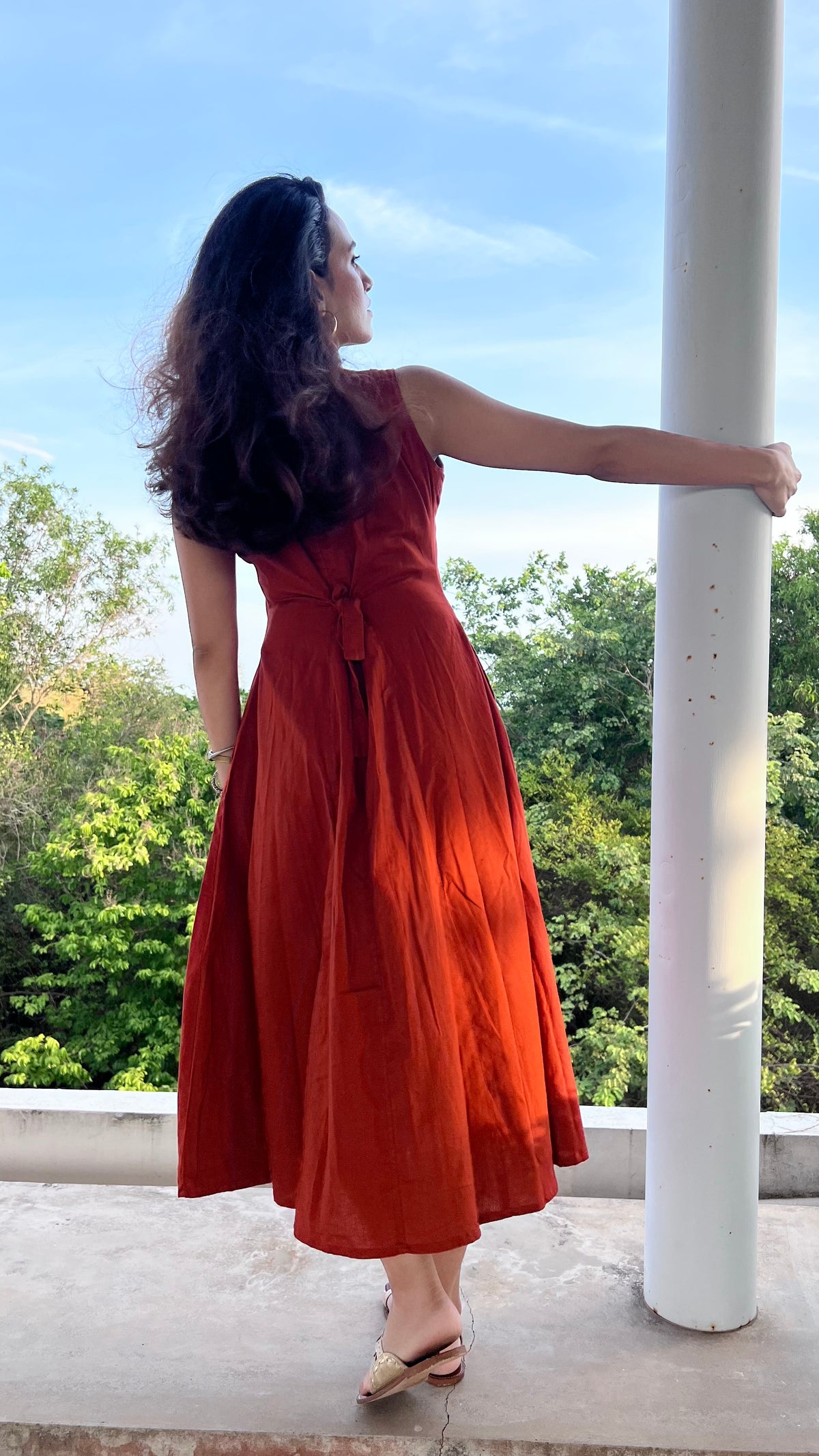 Button Down Dress - Rust